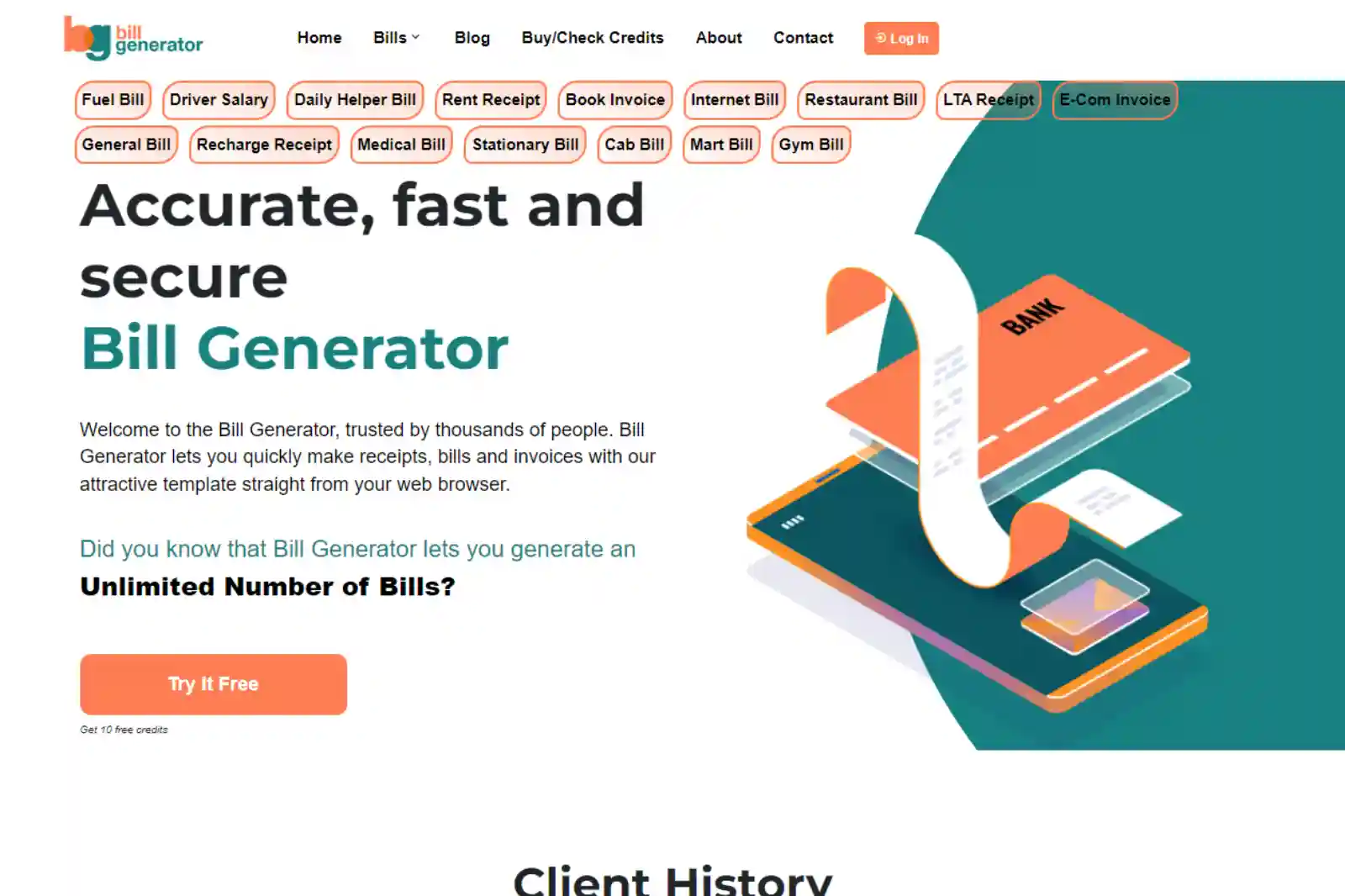 BillGenerator.in Homepage