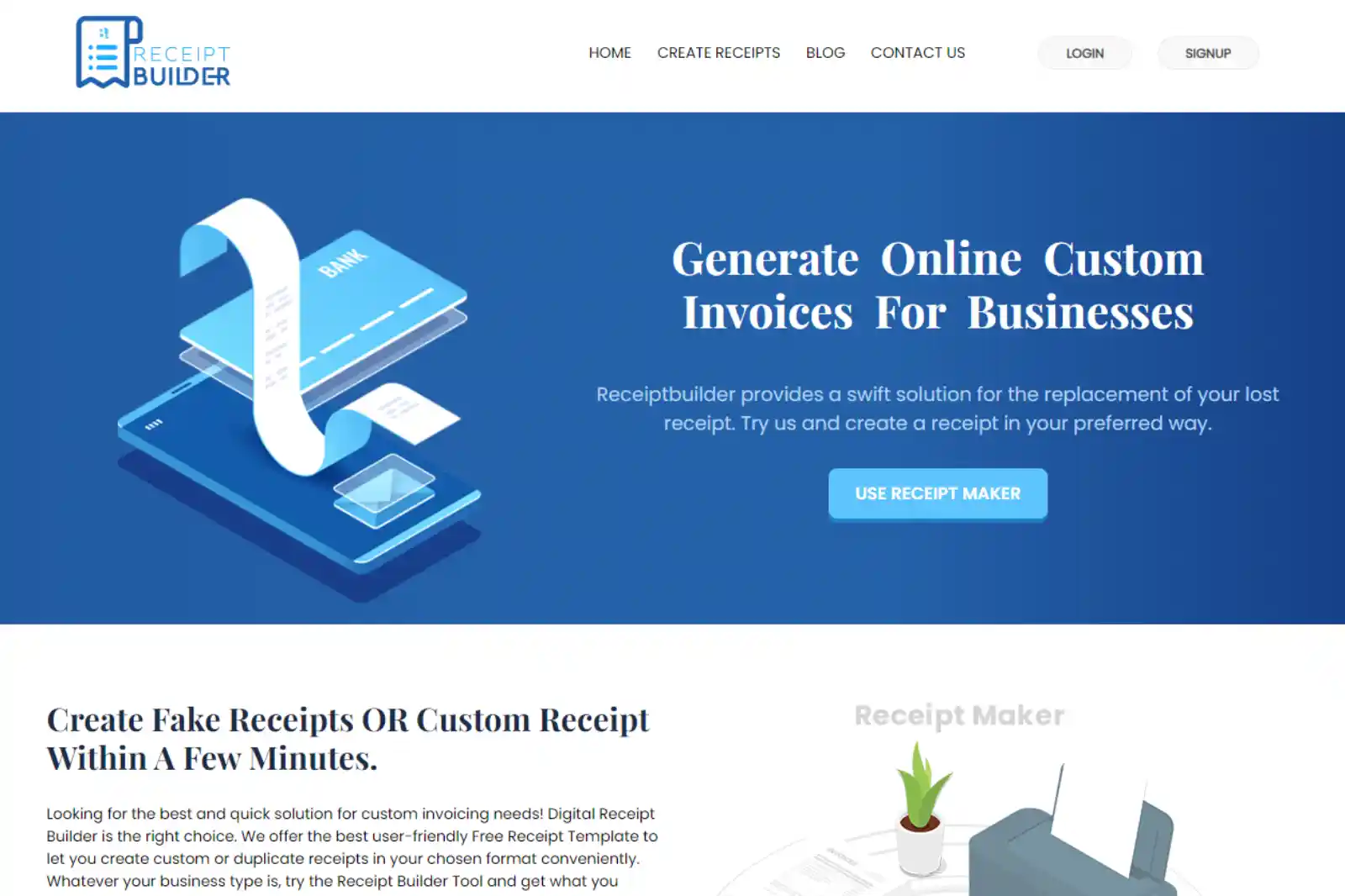 Receipt Builder Homepage